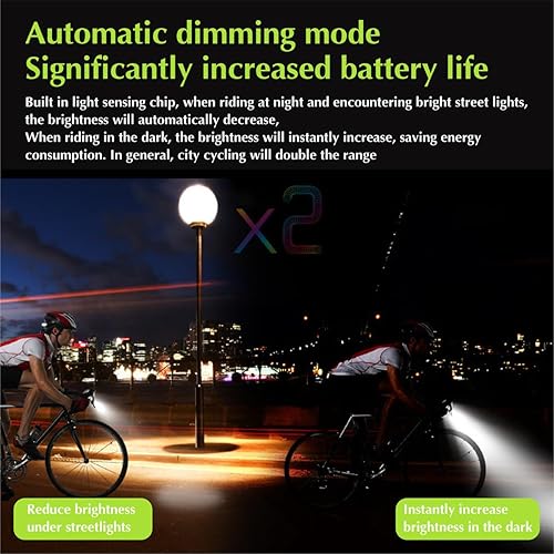 Miniatura 4 de Luces de bicicleta de 1200 lúmenes delanteras y traseras,Luz LED USB recargable para bicicleta,Faros de bicicleta con bocina eléctrica,
