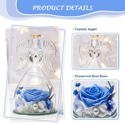 Miniatura 29 de Regalos de ángel preservado de Navidad para mujer, rosa preservada de cumpleaños, flor para siempre, flores frescas para entrega, rosas reales
