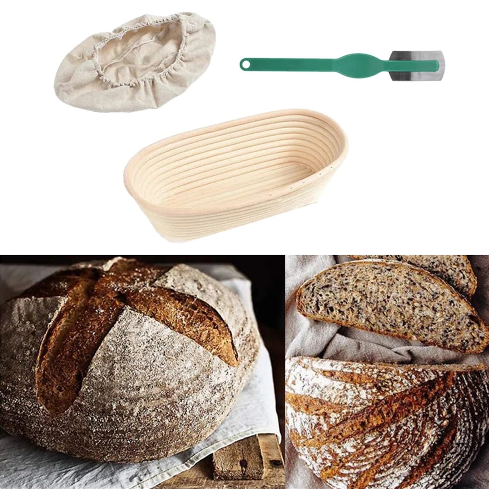 Cesta Para Fermentar Pan Cestas de prueba de pan de mimbre ovaladas de 7 tamaños, cesta de mimbre for fermentación, suministros de cocina(35x14x75mm)