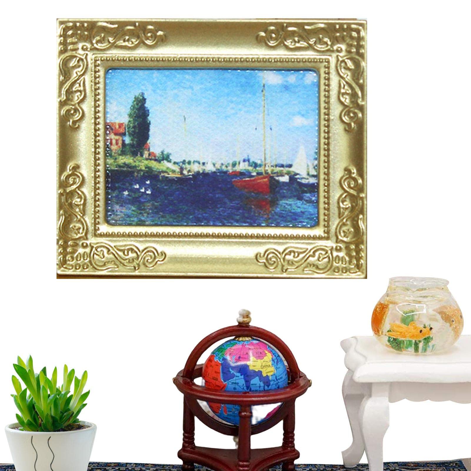 Sombrilla Jardín Casa Muñecas 1:12 - Accesorio Miniatura Marco Dorado