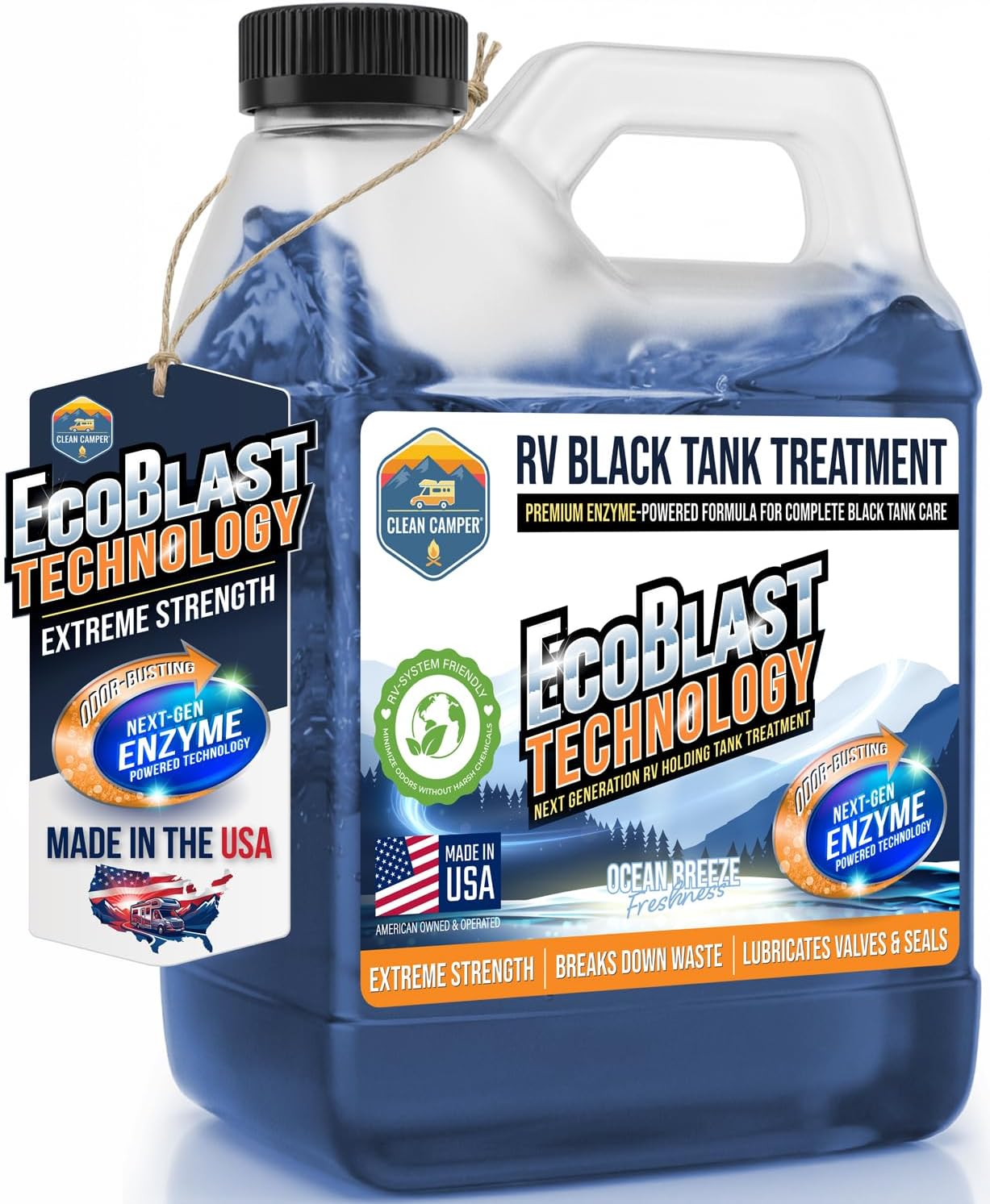 Clean Camper Extreme Strength RV Black Tank Treatment Liquid, 32 oz | Odor Control, Waste Breakdown, Lubricates Valves & Seals, Keeps Sensors Clean