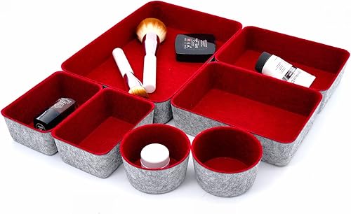 Miniatura 4 de Welaxy Organizadores de cajones, bandejas de almacenamiento de fieltro, cajones divisores, cajas organizadoras para oficina, hogar, decoración