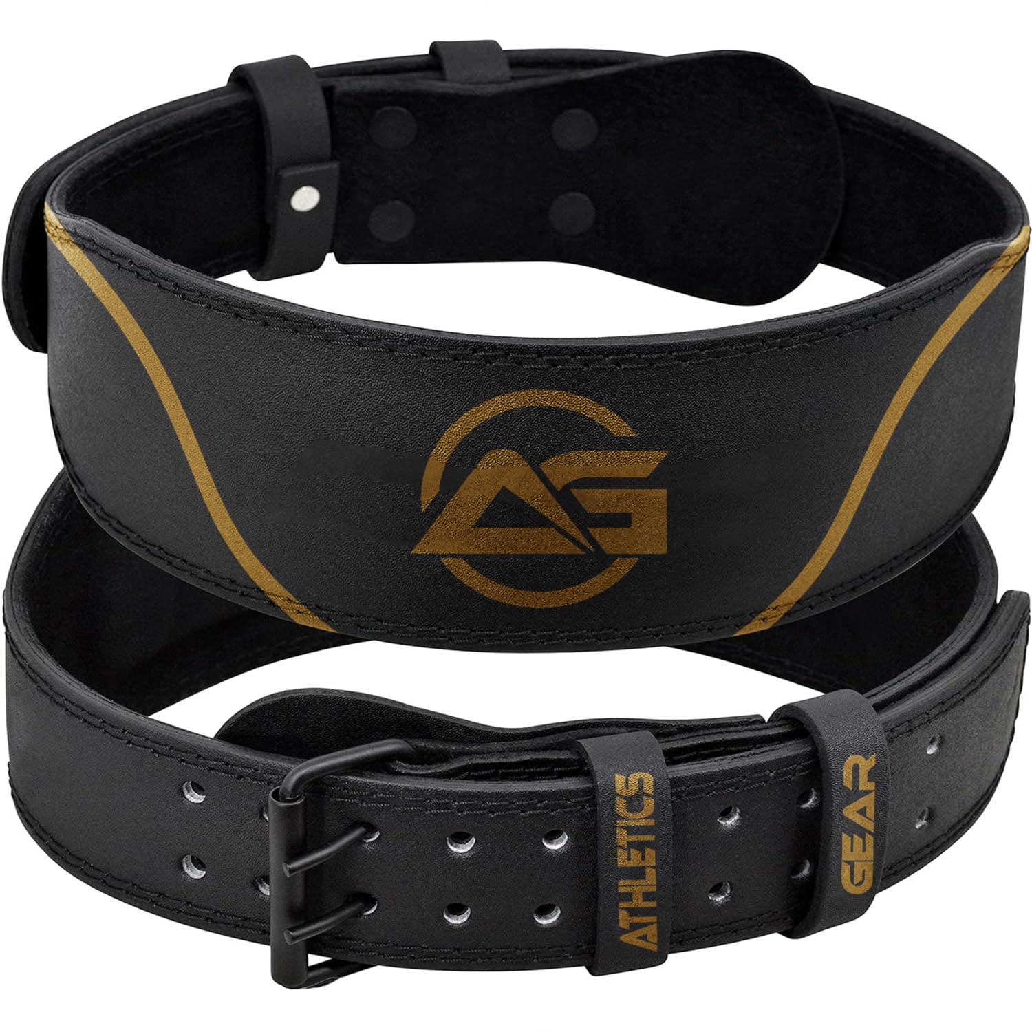 Weight Lifting Belt by AG - Top Class Cowhide Leather Belt with 4” & 6” Padded Lumbar Back Support for Weightlifting, Gym Lifting, Powerlifting, Workout (4" Wide/Black, Small)