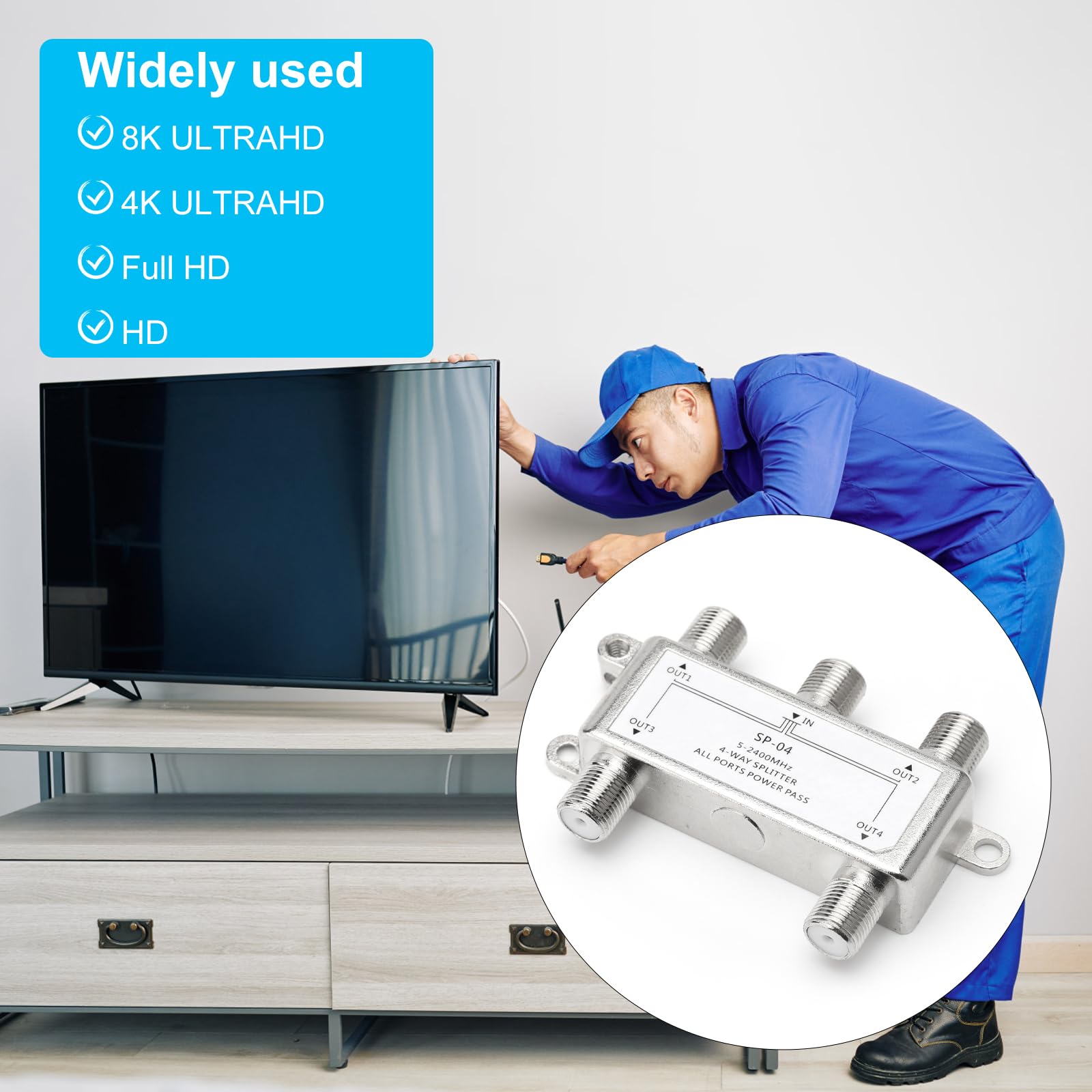 Divisor De 6 Vías 5-2400 Mhz, Pasante Potencia Salidas A Entrada