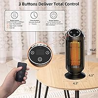 Vista 3 de Space Heater 1500W with Remote, Portable Desk Heater with Carry Handle, 7H Timer & 3 Modes, Overheat and Tip-Over Protection, Non-Oscillating, for