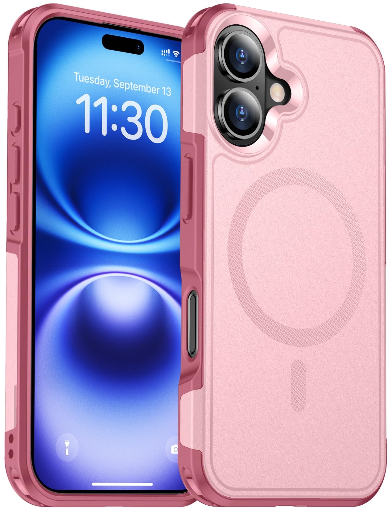 Coque iPhone 16 rose Magsafe avec protection antichoc militaire - 8