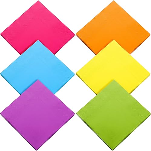 Miniatura 1 de Sherr 240 servilletas de almuerzo multicolores, desechables, suministros de fiesta de arco iris, servilletas de neón, servilletas de papel,