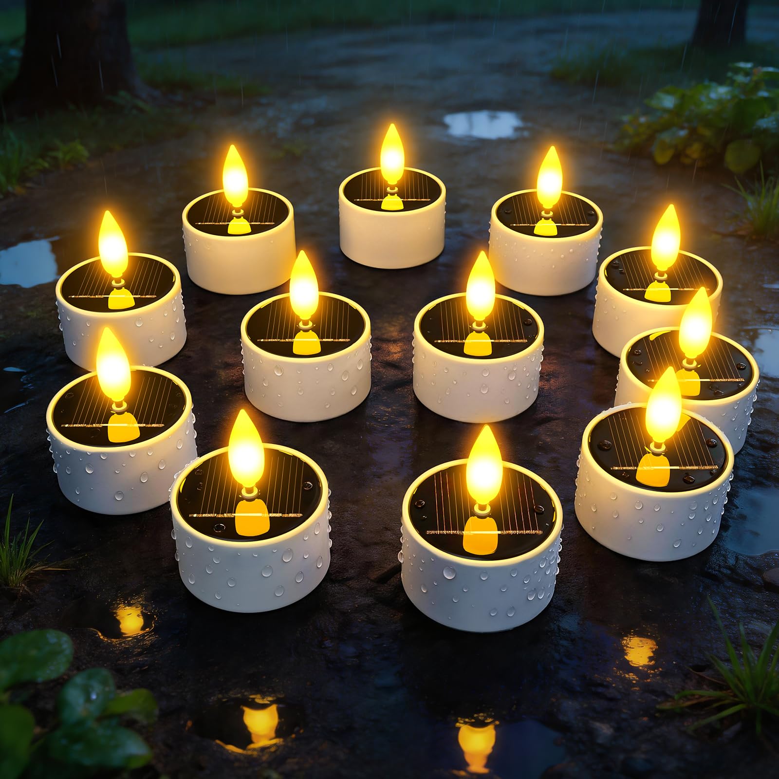 Bougies solaires LED extérieur rechargeables bougie décorative Yme - 8