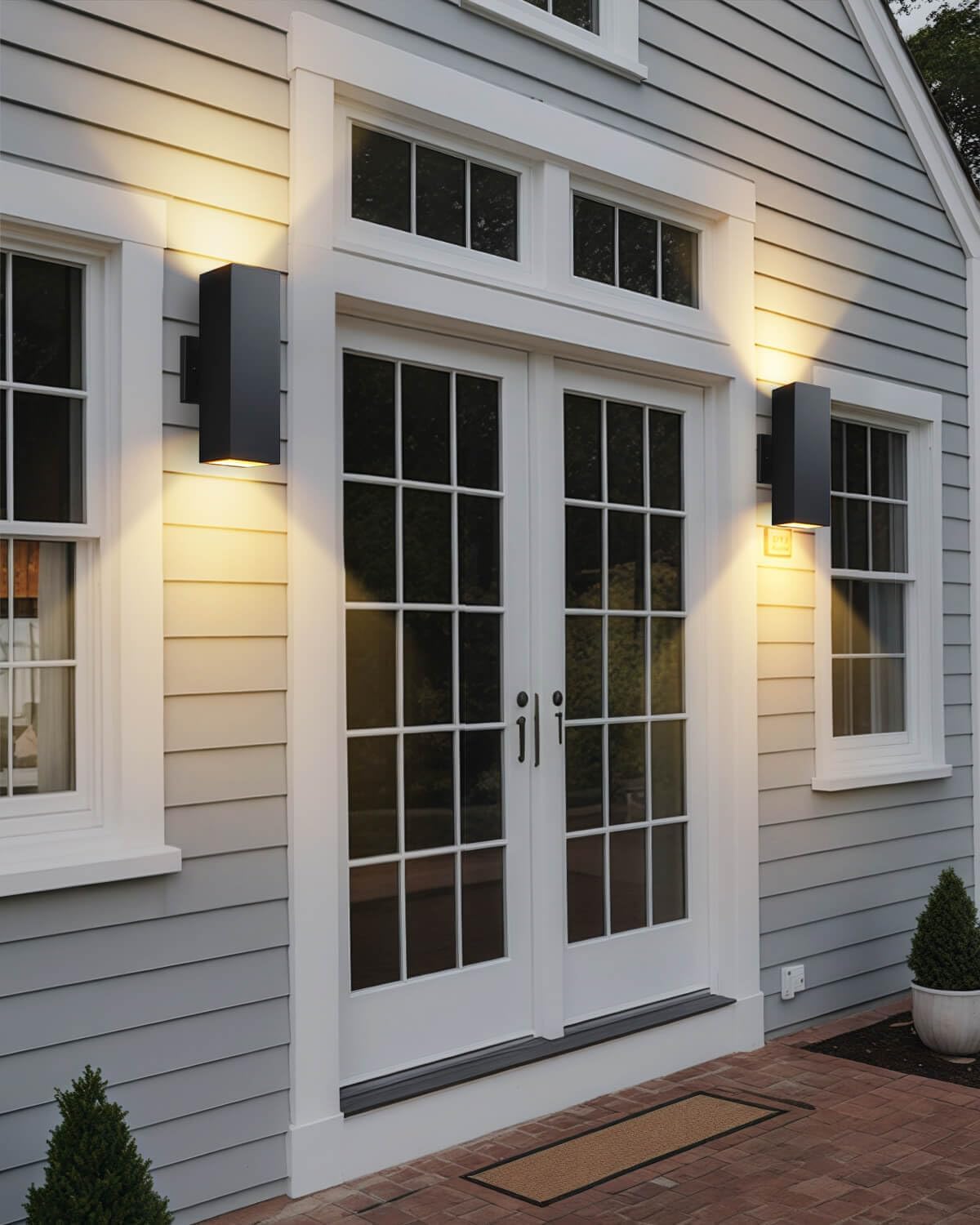 SHIMR Dusk to Dawn Outdoor Lighting 2 Pack, Modern Exterior Lighting Fixtures Wall Mount with E26 Base, Aluminum Anti-Rust Outdoor Sconce Lights Up and Down Outside Lights for House Porch Garage