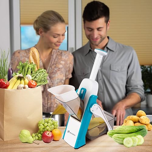 Miniatura 2 de Ainstru Vegetable Chopper Mandoline Slicer Adjustable Vegetable Cutter Safe Multi-purpose Food Vegetable Slicer for Kitchen Blue