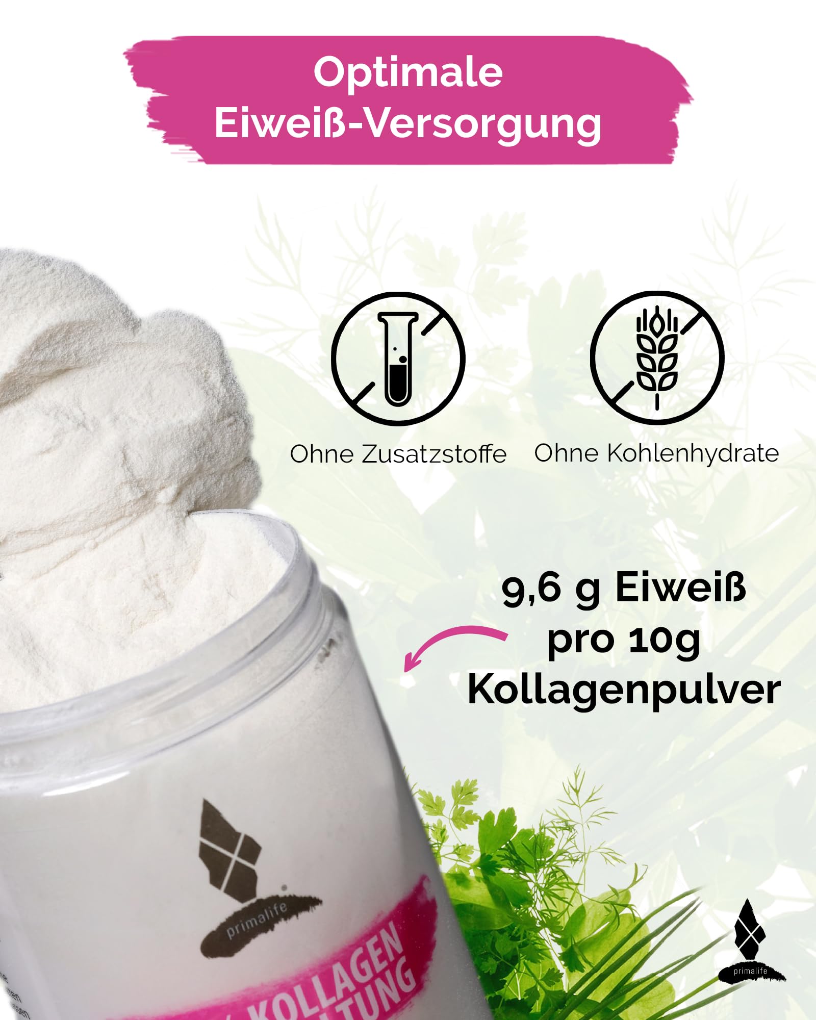 Collagen Pulver 500g - 100% reines Kollagen Pulver aus Weidehaltung - Hoher Proteingehalt mit 9,6g Eiweiß pro Portion - Mit Kollagen Peptiden Typ 1, 2 & 3