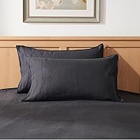 Vista 1 de TOSMO Juego de 2 fundas de almohada 100% lino tamaño estándar, fundas de almohada lavadas a la piedra, cierre de sobre, fundas de almohada suaves