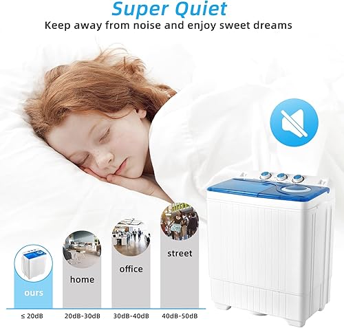 Miniatura 7 de Giantex - Lavadora portátil, 2 en 1 lavadora y spinner combinado, capacidad de 26 libras, lavado de 18 libras, con control de temporizador, bomba de