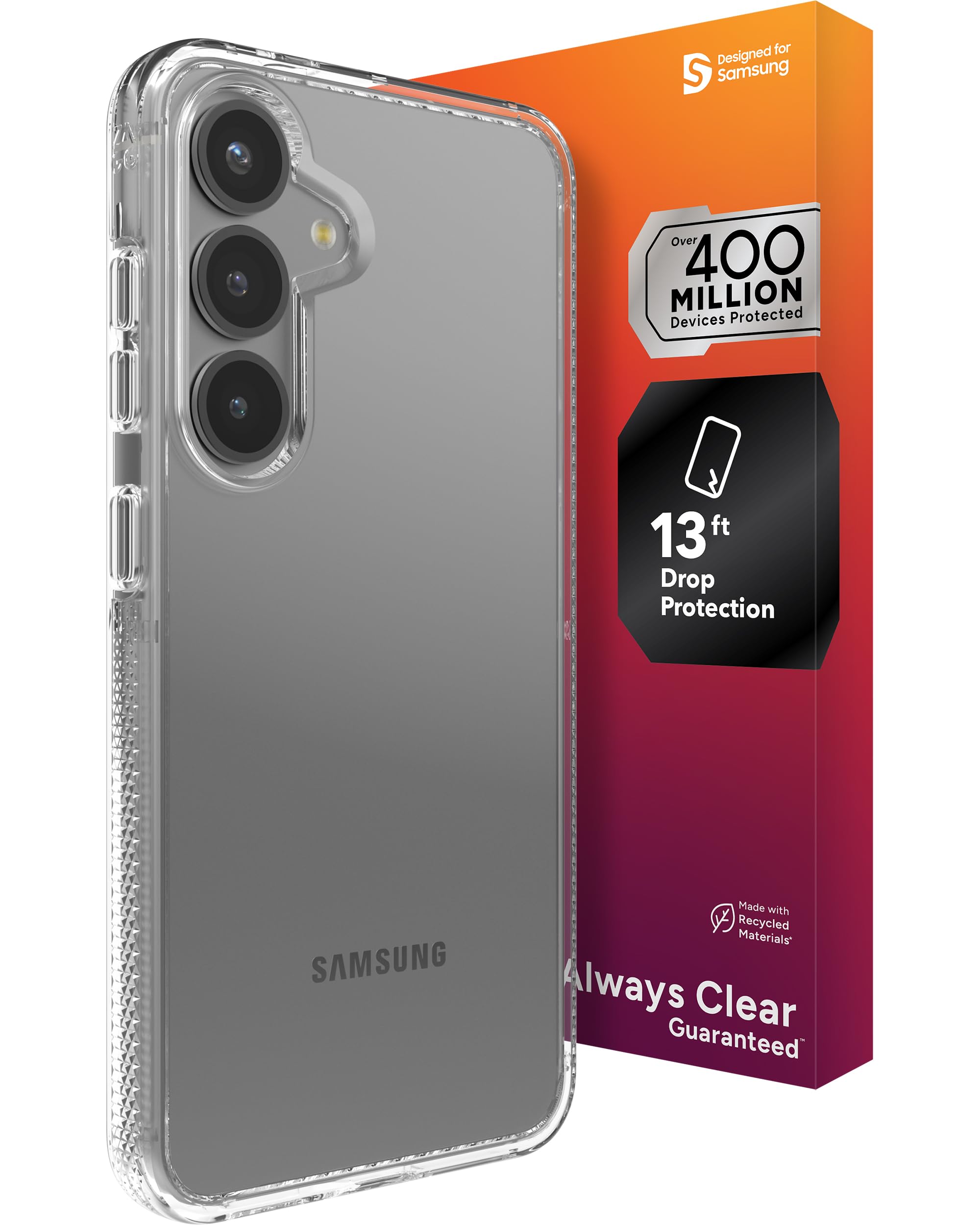 ZAGG Crystal Palace Samsung Galaxy S25 Case – Crystal Clear, 13ft Drop Protection, Slim, Anti-Yellowing, Graphene Reinforced, Wireless Charging