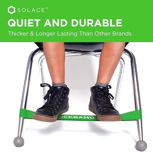 Miniatura 30 de KICK BANDS Bandas para sillas para niños con pies inquietos, paquete de 12 bandas para aliviar la ansiedad con TDAH para sillas y escritorios