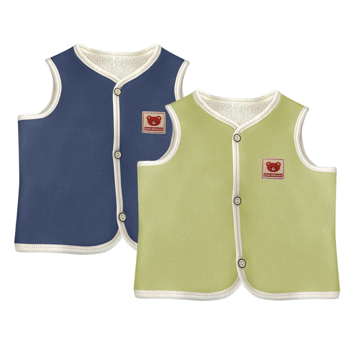 2 pcs Gilet en Polaire pour Bébé Garçons Filles 6 9 12 24 mois Manteaux sans Manches Doux Beau Dessin Animé éléphants Motif Manteau Gilet Veste Pour Enfants 6 mois-4ans
