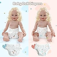 Vista 4 de JIZHI 4 pañales de muñeca Reborn reutilizables para muñecas de 17 a 24 pulgadas, ropa interior para muñecas, pañales lavables con bonitos patrones