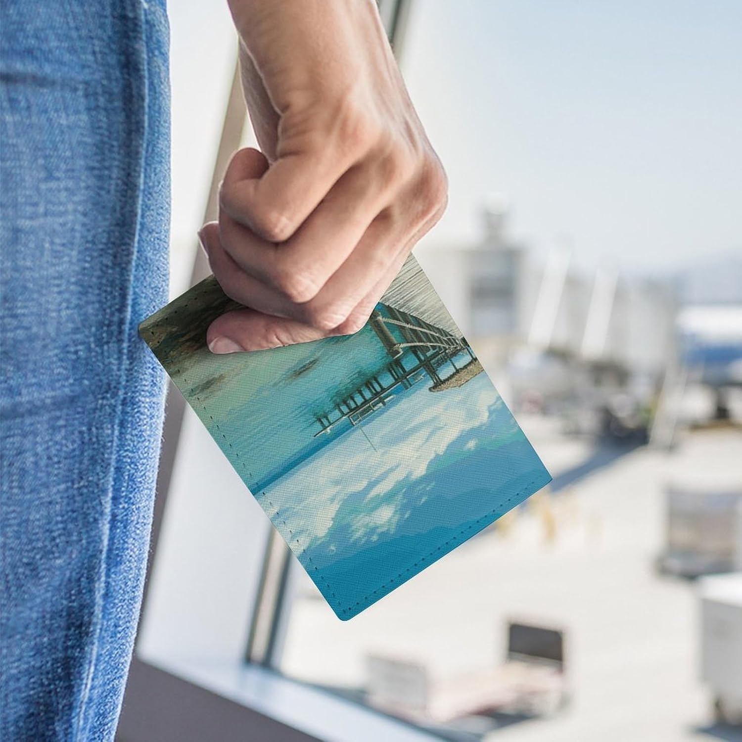 Tropical Pier Passport Holder Travel Passports Wallet with Card Slot Passport Cover PU Passports Protector