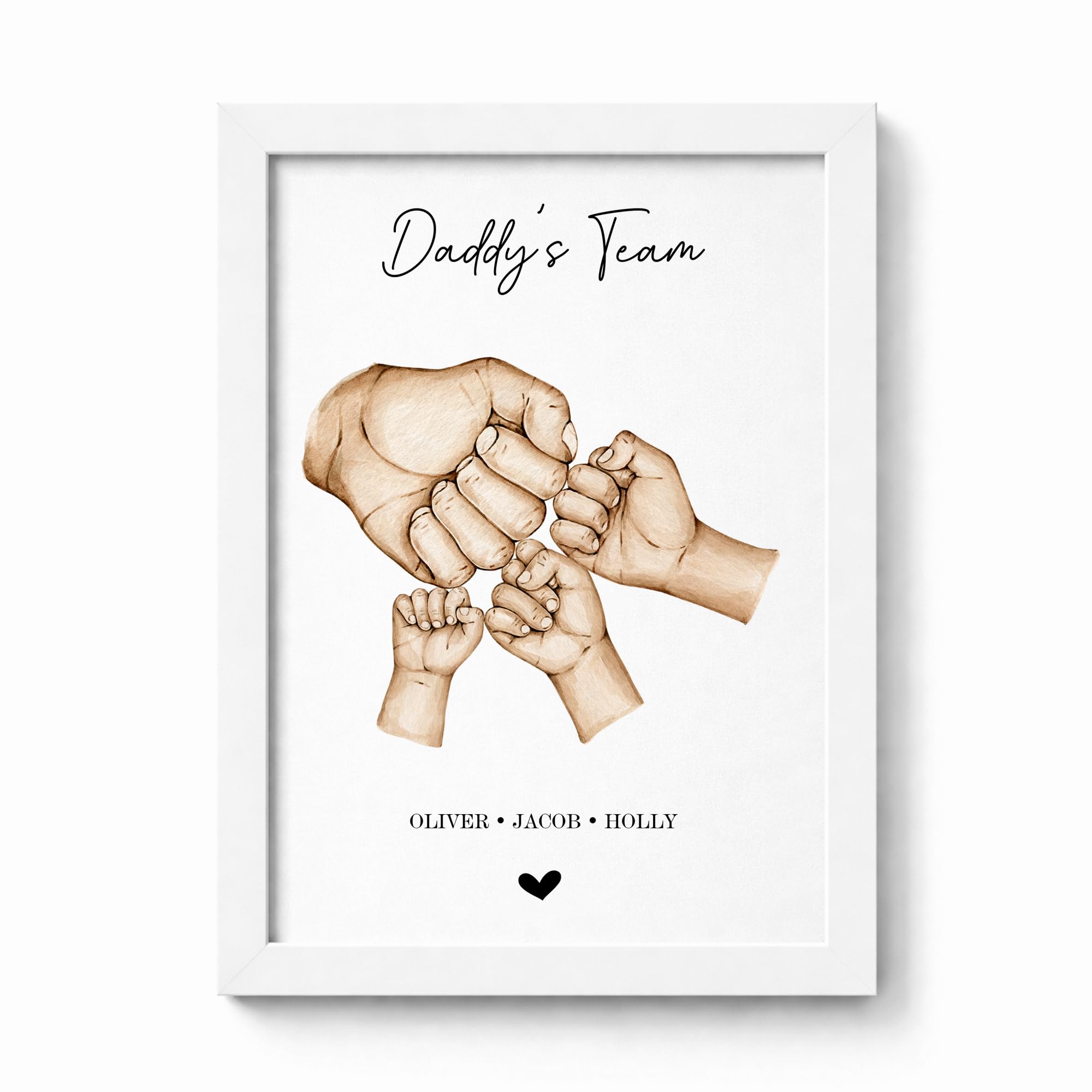 Violet Grace Personalised Daddy's Team Fist Bump Picture - Birthday, Fathers Day Gift - Dad Daddy Grandad Birthday Gifts - A5, A4, A3 Poster Prints Unframed & Framed