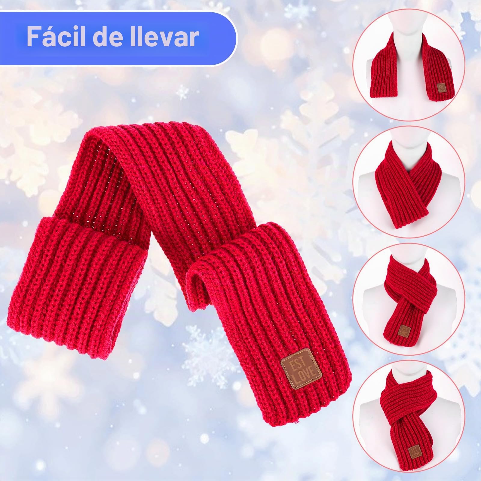 Abeillo Warm Kids Winter Knit Scarves Soft Knitted Neck Warmer Scarf Warm Scarves Wrap for Boys Girls