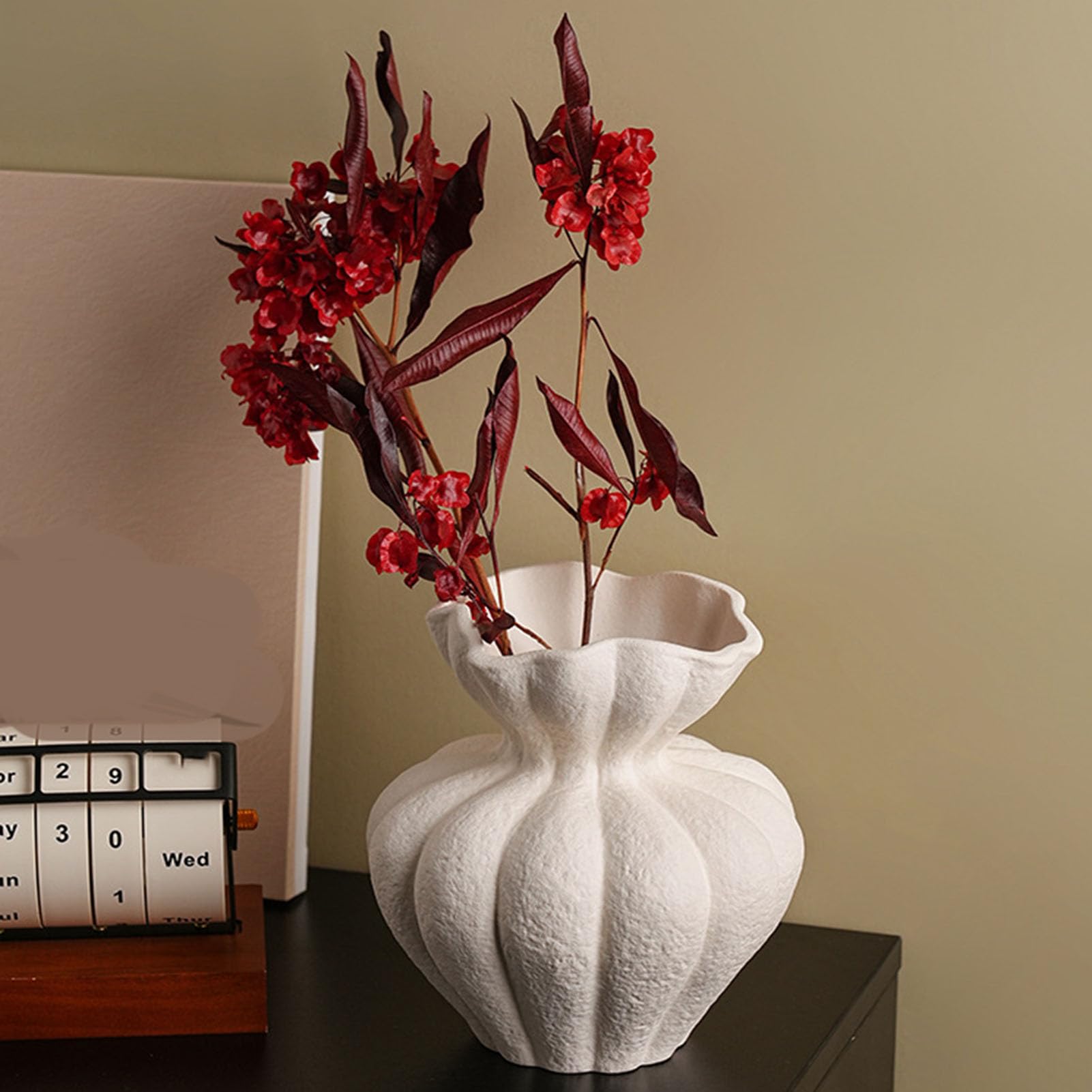 Rustykalny wazon z terakoty Vintage ceramiczny wazon na kwiaty Minimalistyczna ozdoba na biurko Boho w stylu Wabi-Sabi do domu, salonu, stołu jadalnego, domu wiejskiego, wystroju,S