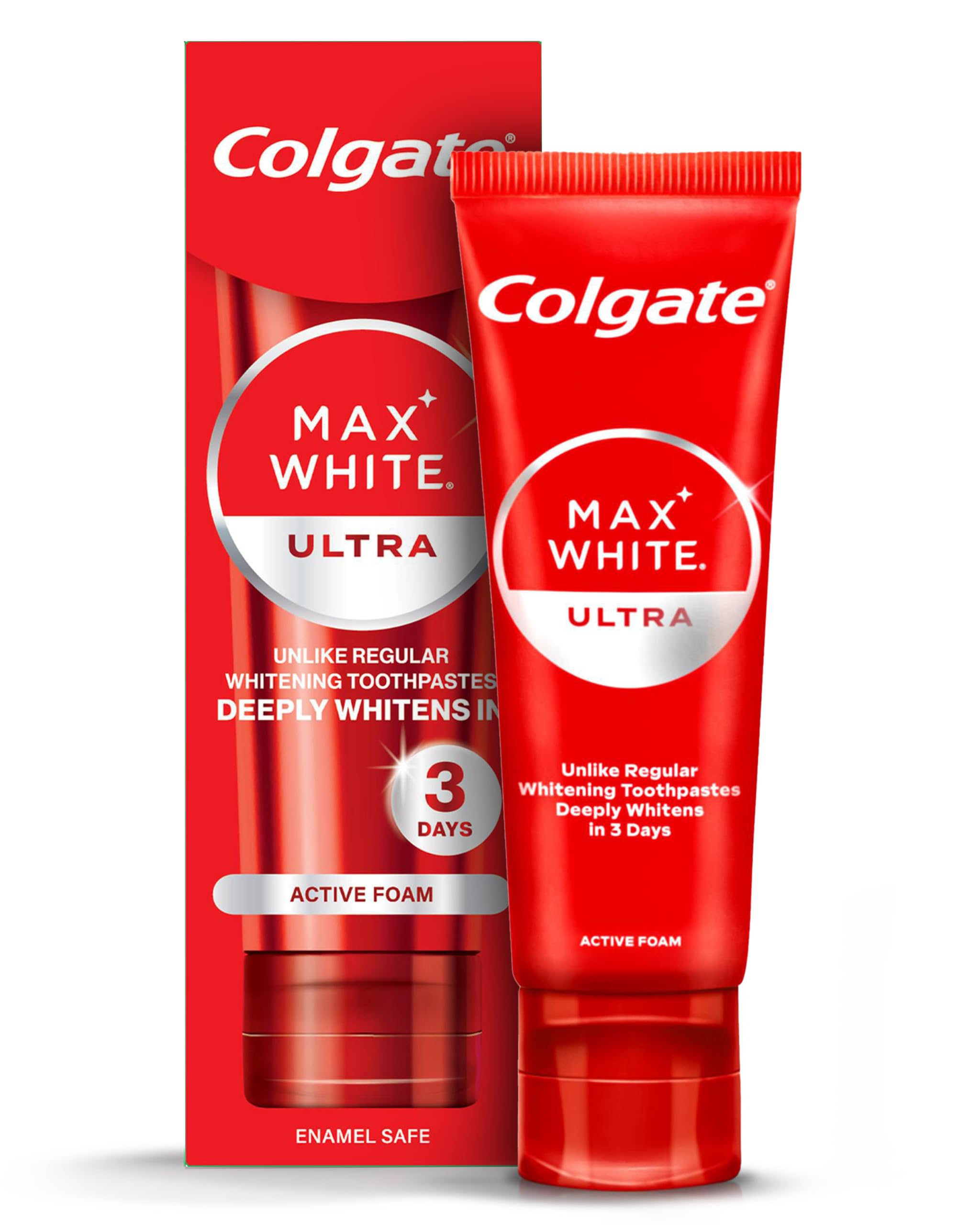 Colgate Zahnpasta Max White Ultra Active Foam, Für weißere Zähne, 2x 75 ml – Ansicht 2