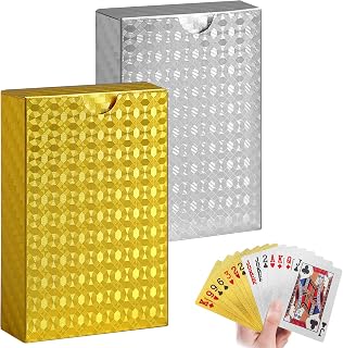 2 Stück wasserdichte Spielkarten Gold + Silber Pokerkarten