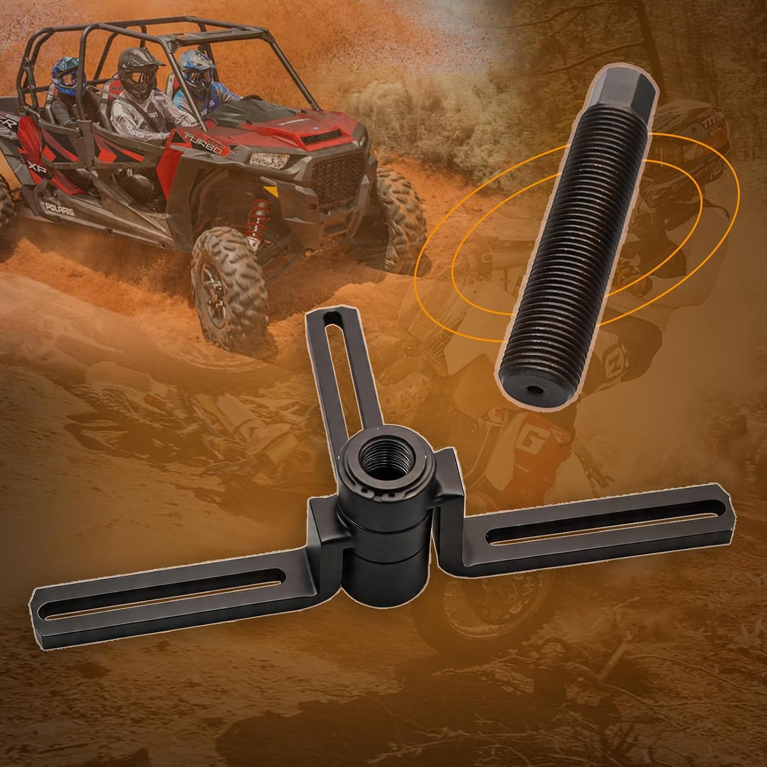 Professional Powersports Alignment Tool Set, Black Steel Construction, 11.8 Inch Length, with Threaded Rods and Mounting Hardware, 6mm and 8mm Compatible (Crankcase Splitter)