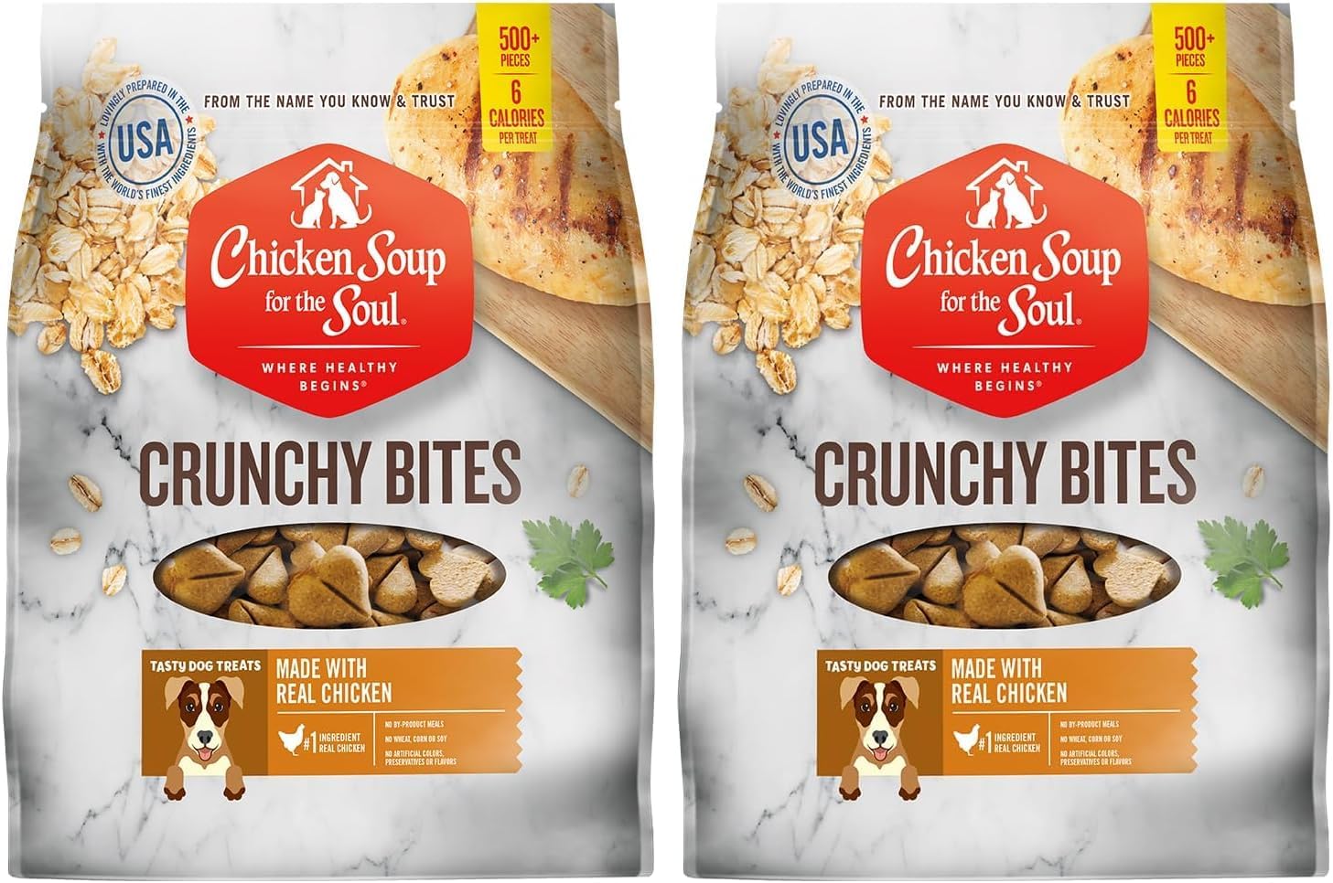 Chicken Soup for the Soul All Natural Premium Crunchy Bites Dog Treats, Real Chicken First Ingredient, No By-Products, Artificial Colors, Flavors or Preservatives, Chicken, 32oz (Pack of 2)