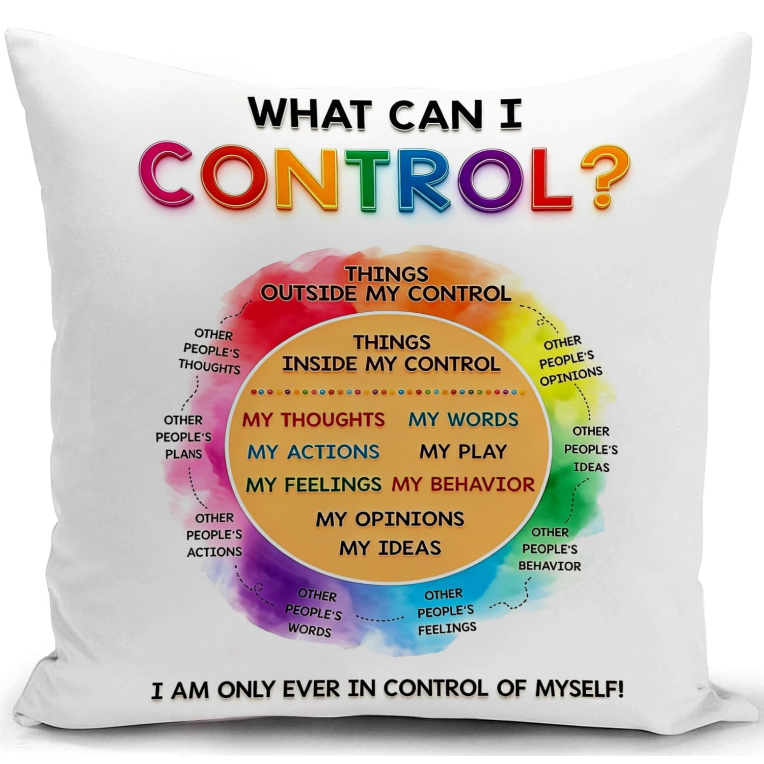 Kunqian Women's F Eelings Wheel Emotions Meditation Cushion Covers Mental Health Awareness Gifts Sensory Room Or Autism Equipment Psychology Therapist Teacher Gifts Office Decor Get Well Soon Gifts Or Men