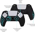 eXtremeRate PlayVital Ergonomic Soft Silicone Controller Skin, Anti-Slip Protector Case Cover for ps5 Controller with Thumb Grips, Guardian Edition, Black