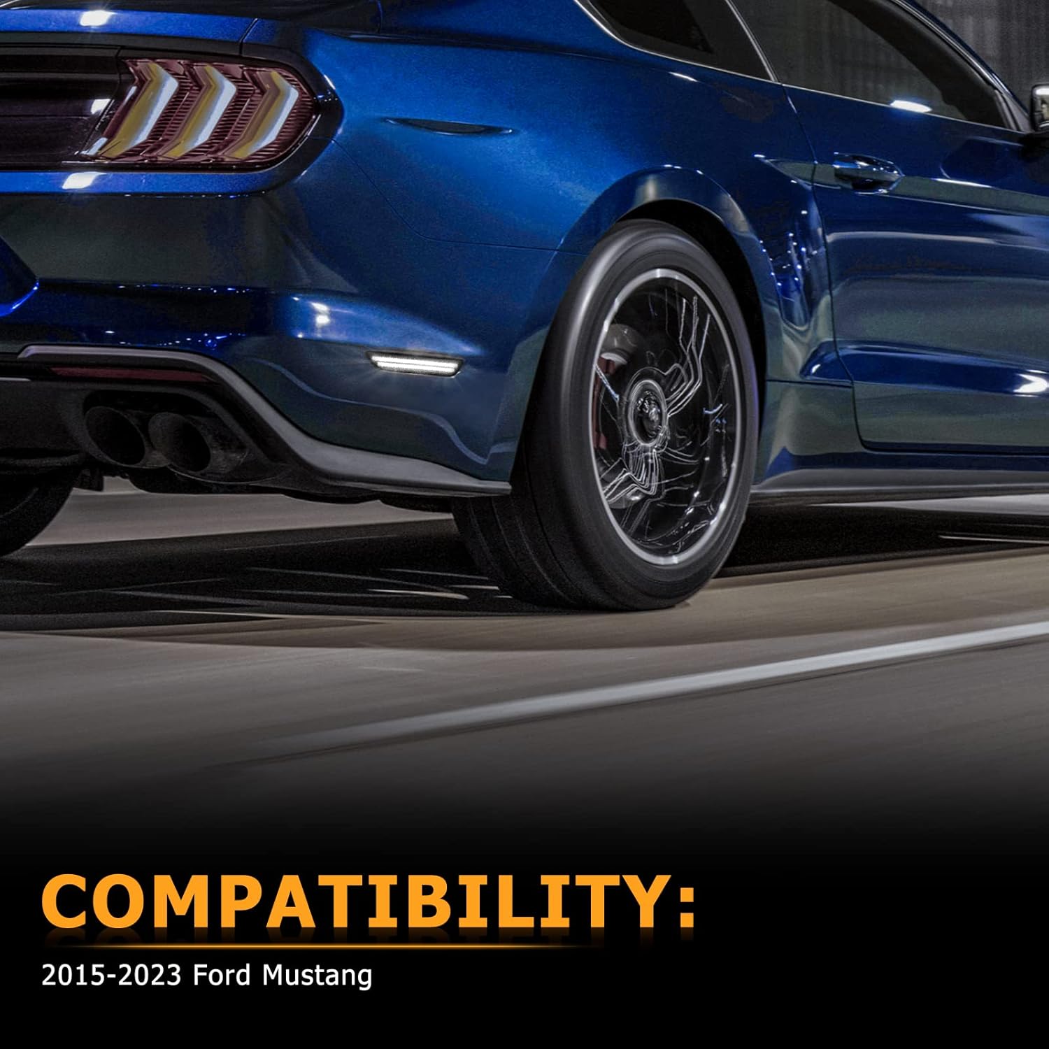 Gempro LED Side Marker Lights for Ford Mustang 2015-2023 Rear White Fender Marker Reflectors Lamps Smoked Len, 2PCS