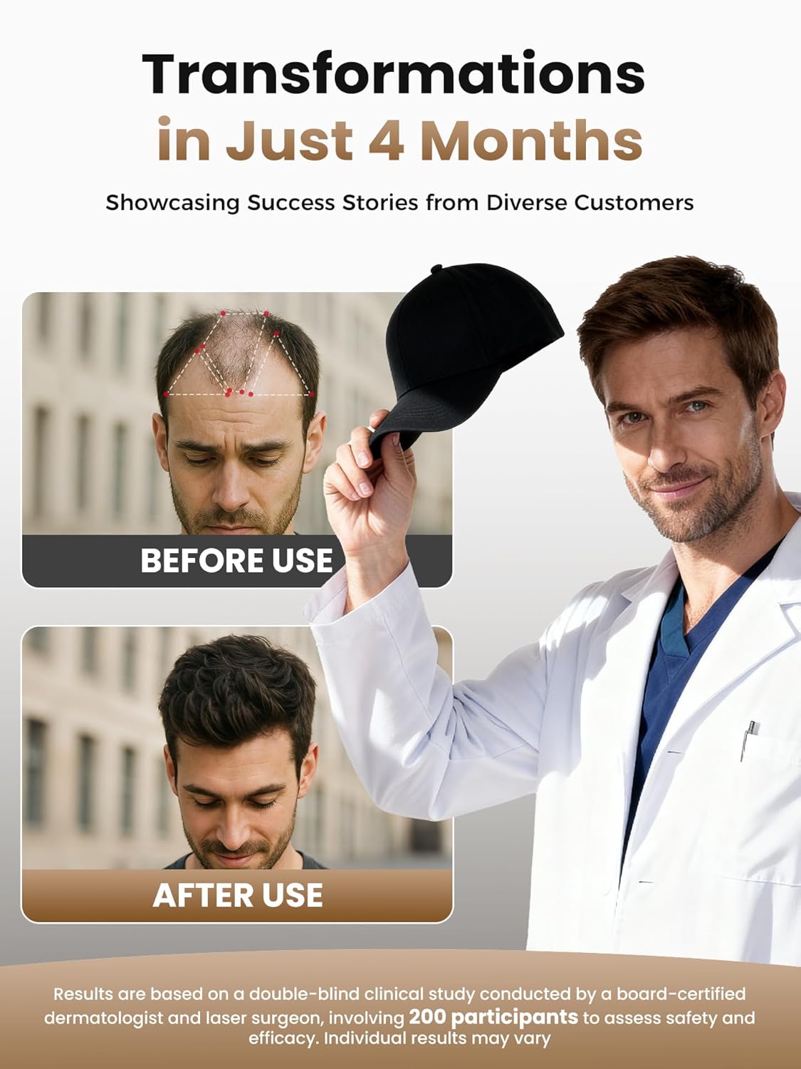 Hair Growth Device, Laser Hair Growth Cap, Red Light Therapy for Hair Growth, Red Light Cap for Thicker Hair in Men and Women - Image 2