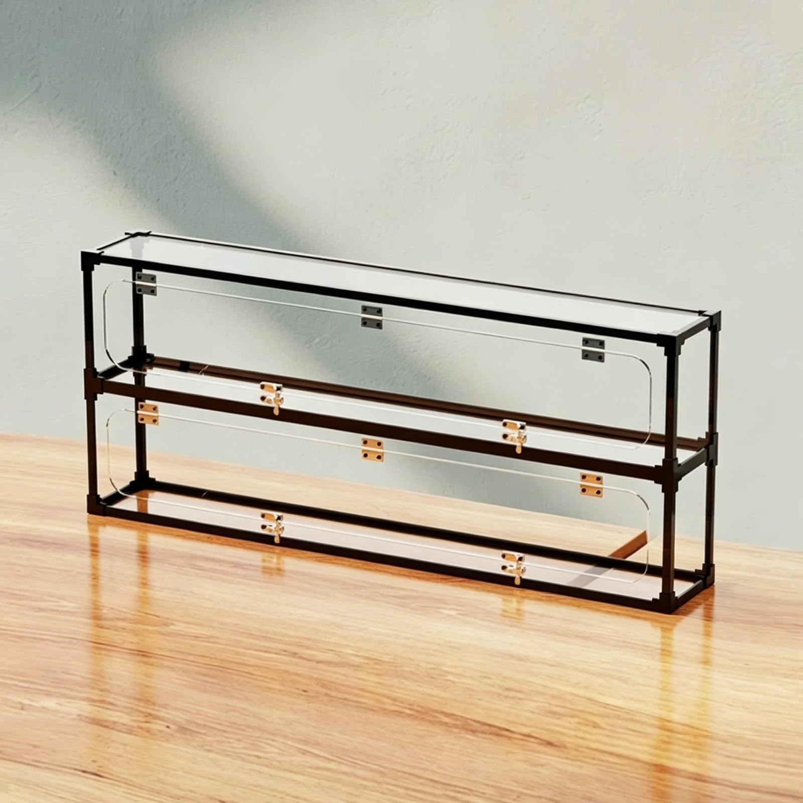 Stackable Clear Acrylic Boxes for Display, Decorative Countertop Transparent Storage Protection Box, Dustproof Showcase with Door(2tier)