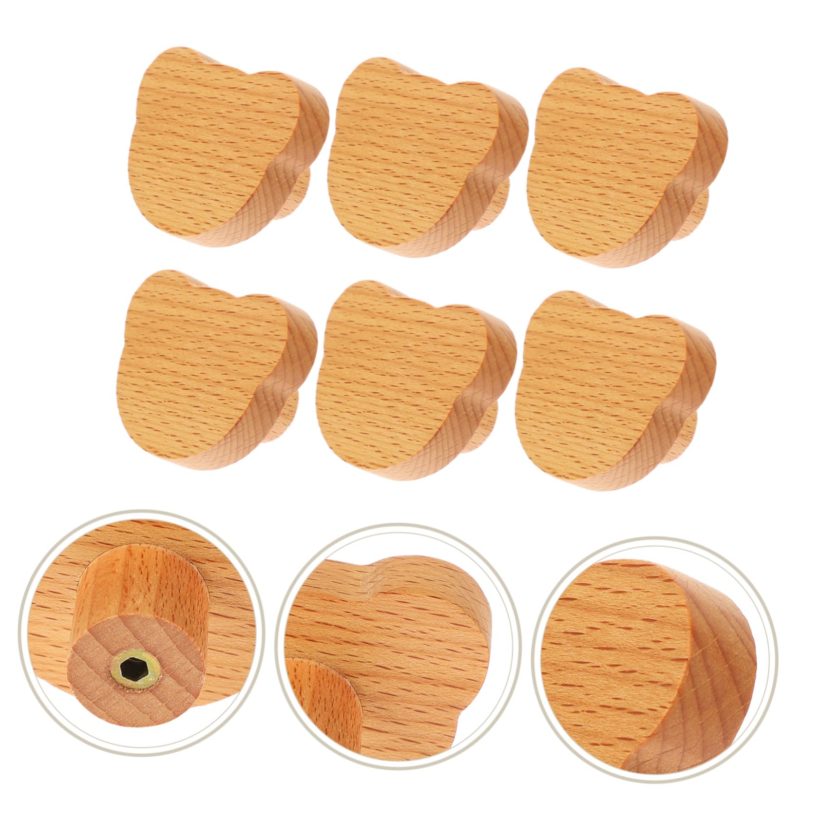 NUOBESTY 4 Set Maniglie Del Pomello Del Comò Costumista Manopole Per Mobile Da Cucina Della Porta Pomelli Per Cassetti Pomello in Legno Di Legno 6 Pezzi*4