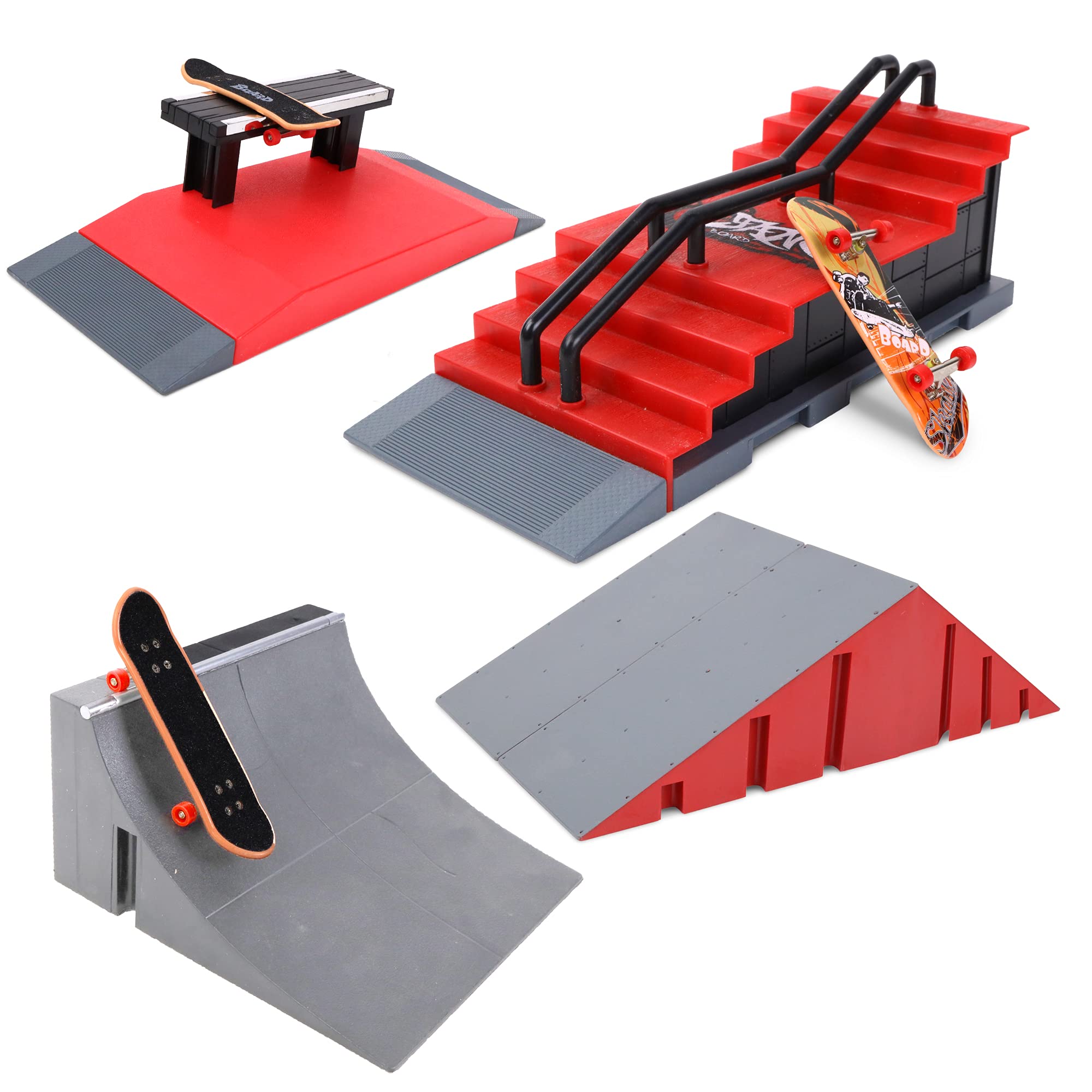 Set 3 Finger Skates, 4 Rampes et 1 Vélo - 031439 - Métal et Plastique - Skateboard - Doigt - Jouet Enfant - Anniversaire - Cadeau - Planche à Roulette - À Partir de 3 Ans