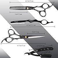 Vista 3 de Fcysy - Tijeras de corte de cabello, kit de tijeras de peluquería profesional Fcysy para corte de pelo, tijeras de mezcla de corte de pelo negro