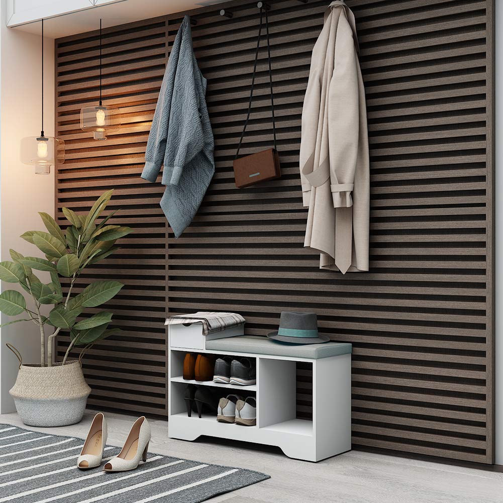 Hironpal White Change Shoe Storage Bench with Cushioned Seat, Hallway