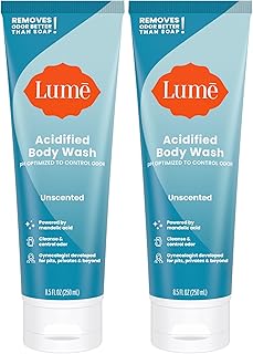 Lume Acidified Body Wash - 24 Hour Odor Control - Removes Odor Better than Soap - Moisturizing Formula - Formulated Without SLS or Parabens - OB/GYN Developed - 8.5 ounce (Pack of 2) (Unscented)