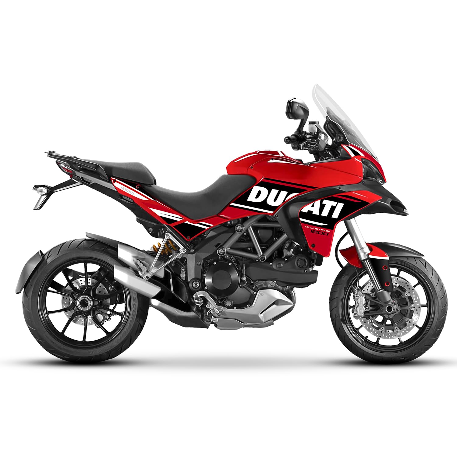 Az Graphishop Kit Adesivi Carena Compatibile con Ducati Multistrada 1200 2010 – 2014 FS-MULTI-10-14 (Black & Red, Red, 2010-2012)