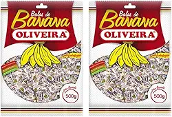 Bala de Banana Oliveira Kit 2 Pacotes de 500g – Doce Tradicional Macio e Saboroso