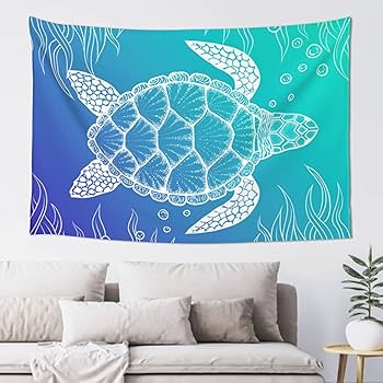 Amazon.co.jp: 亀柄 海亀 ウミガメ (2) タペストリー おしゃれ