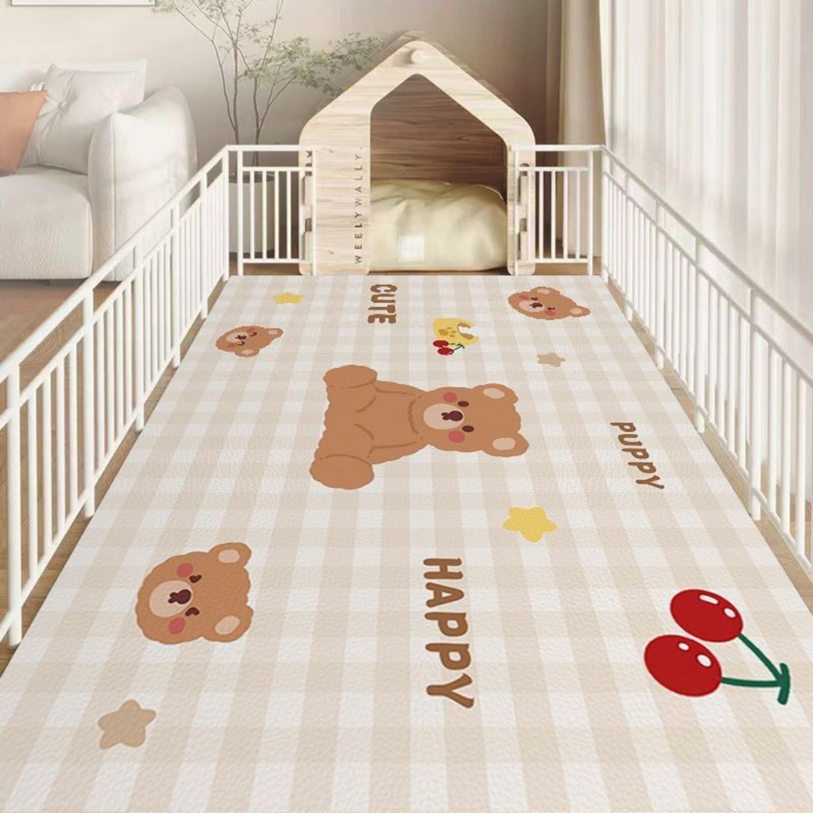 Hixingo Tappetino Ciotola per Cane e Gatto Assorbente, Tappetino Sottociotola per Gatti e Cani Grande Tappetini Lavabile in PVC Impermeabile e Antiscivolo (Ciliegia,120 * 160cm)