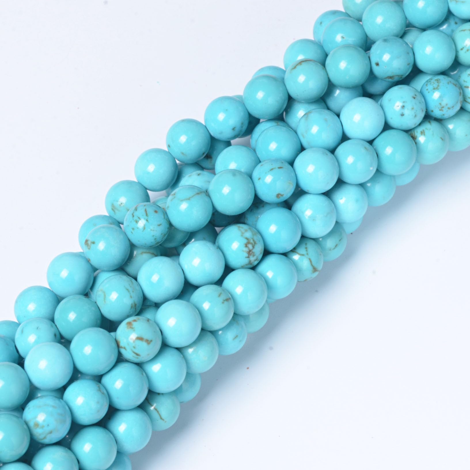 8mm Round Blue Turquoise Natural Stone Beads for Jewellery Making, Gemstone Beads for Crafting (45-50Pcs)