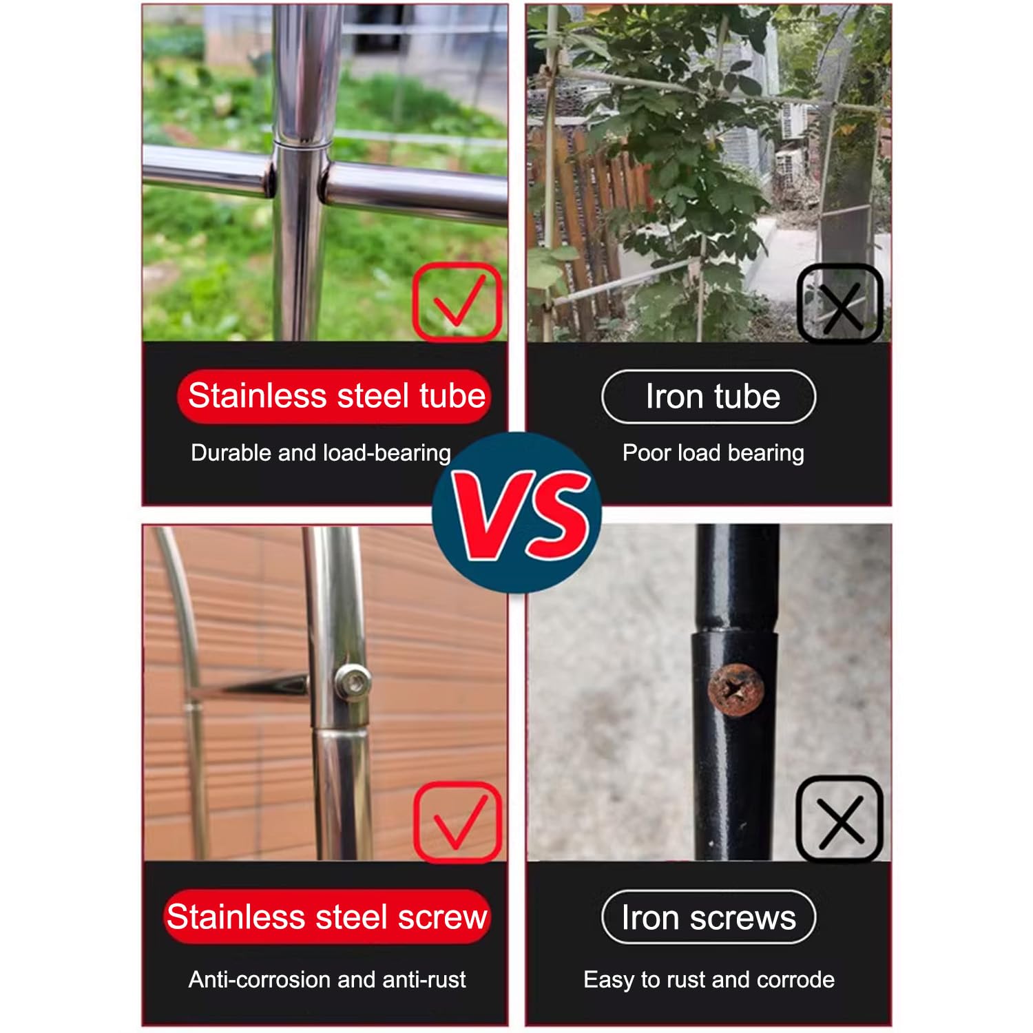 Arco da giardino in acciaio inox – graticcio in metallo resistente alle intemperie per rose, giardino, prato e terrazza, durevole ed elegante arco da giardino