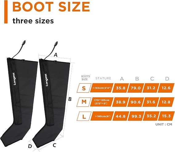 LONGEST Air Compression Recovery Optional Accessories with 4-Chamber & Overlapped Sleeves - *2 Legs Sleeves Only* Medium