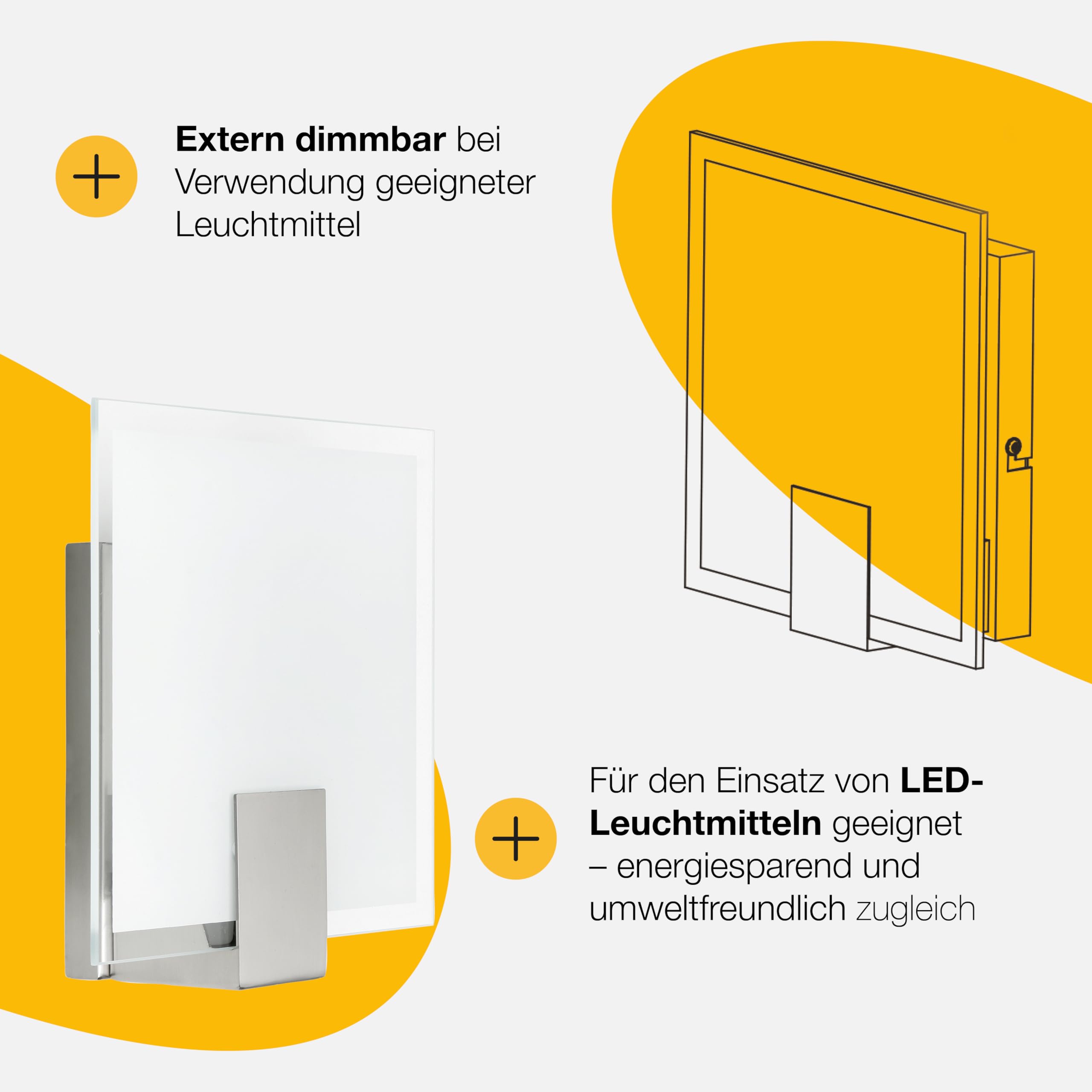Brilliant Sonian lampa ścienna, 1-żarówkowa, E14, 1 x 40 W, metal/szkło, żelazo/biały 90324/13