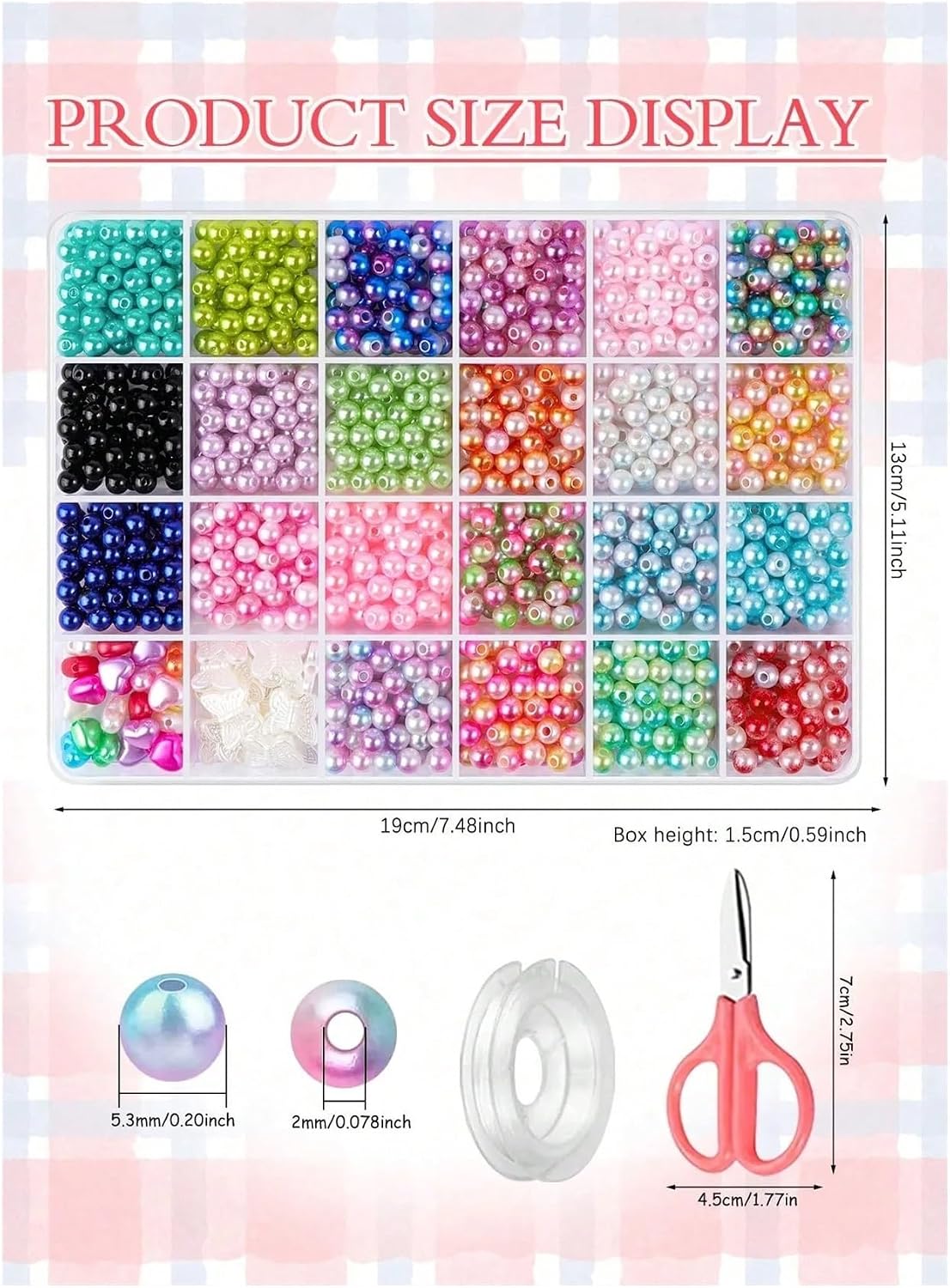 Yiodauh Bracelet Making Kit Und Bead Set with Hole ABS Imitation Pearl Beads for DIY Crafts Making Sewing Garment Decoration