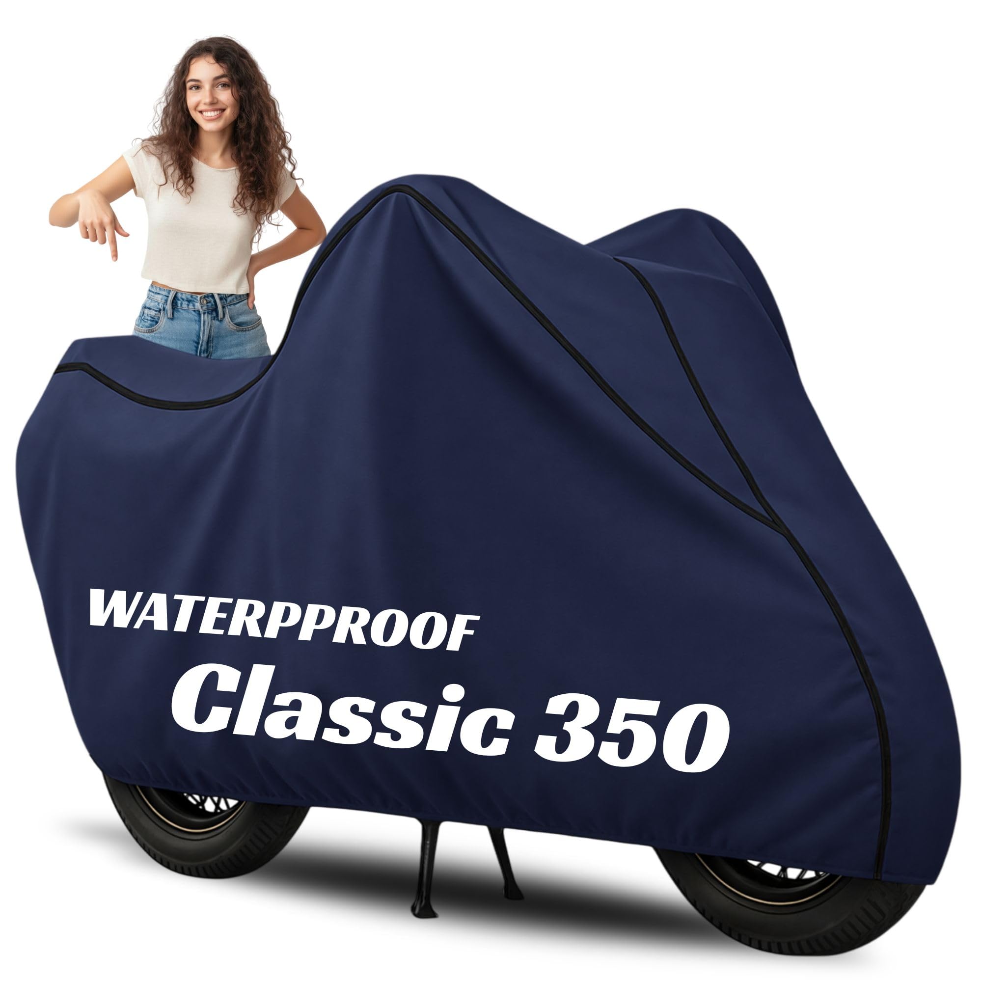 100% Water Resistance Classic 350 Bike Cover | Polyester Body Cover for Rain & Sun | UV Protection, Dustproof, Scratch Resistant, Windproof, Heat Resistant, Vehicle Specific Fit (Blue)-image-19