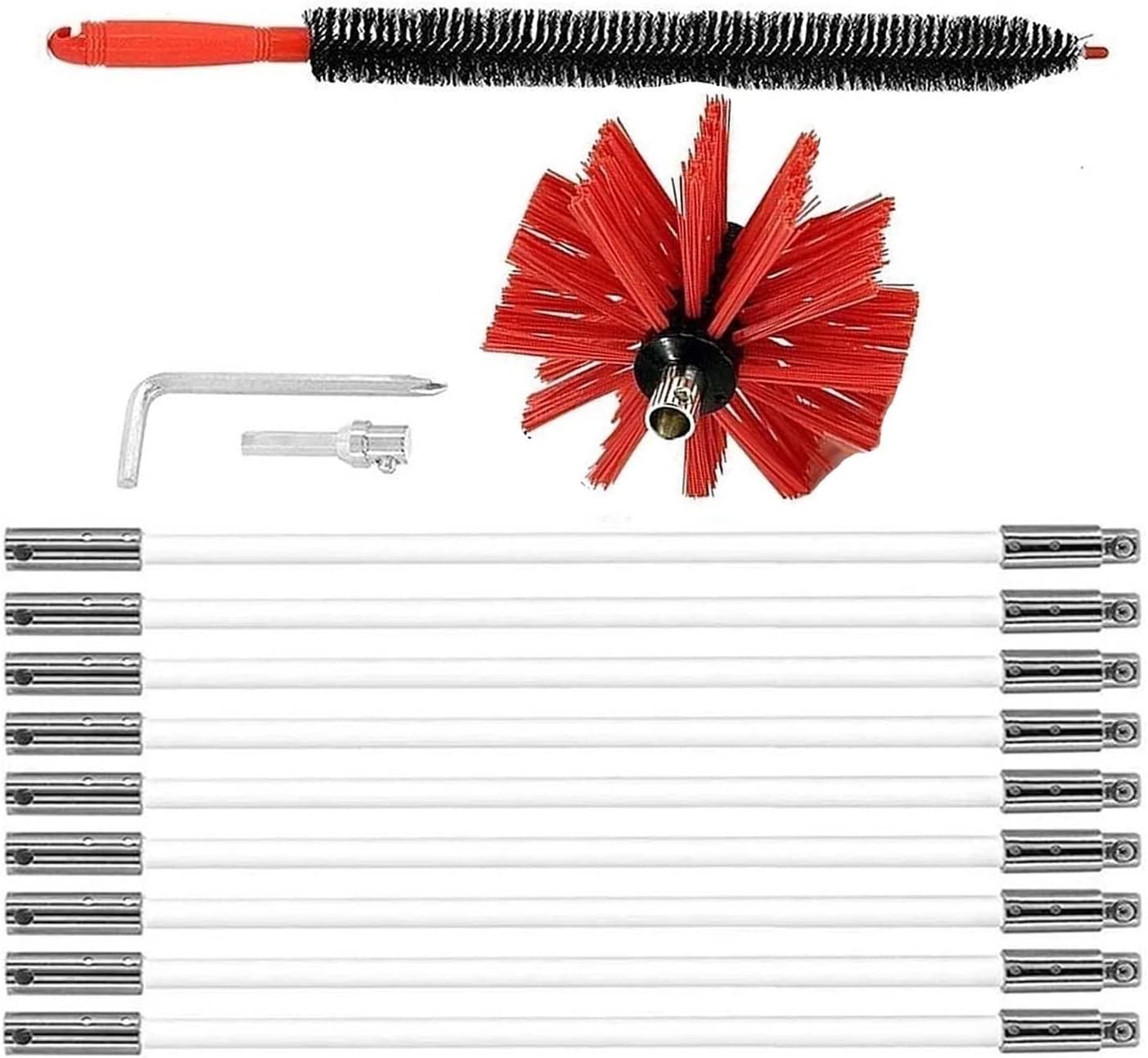 Chimney Sweep Kit 6/9/12/15 Flexible Rods Chimney Sweep Kit, Duct Vent Cleaning